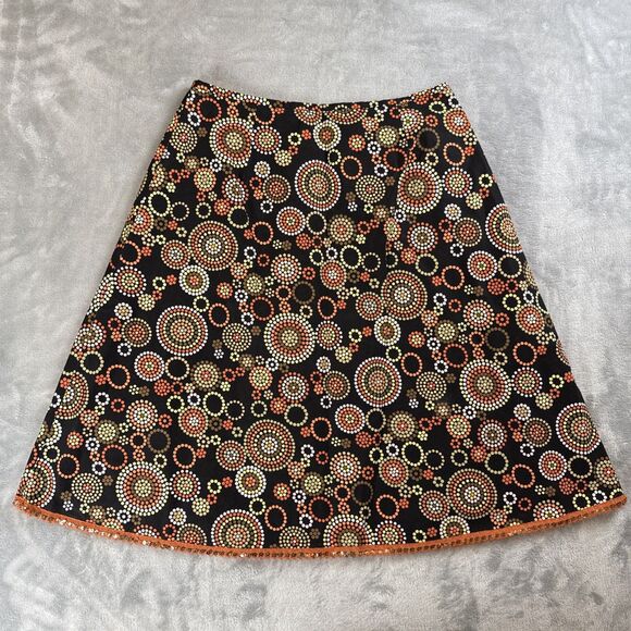 Talbots Women's Size 10 Black Multicolored A-Line Skirt Dot Design Lined - Picture 1 of 6